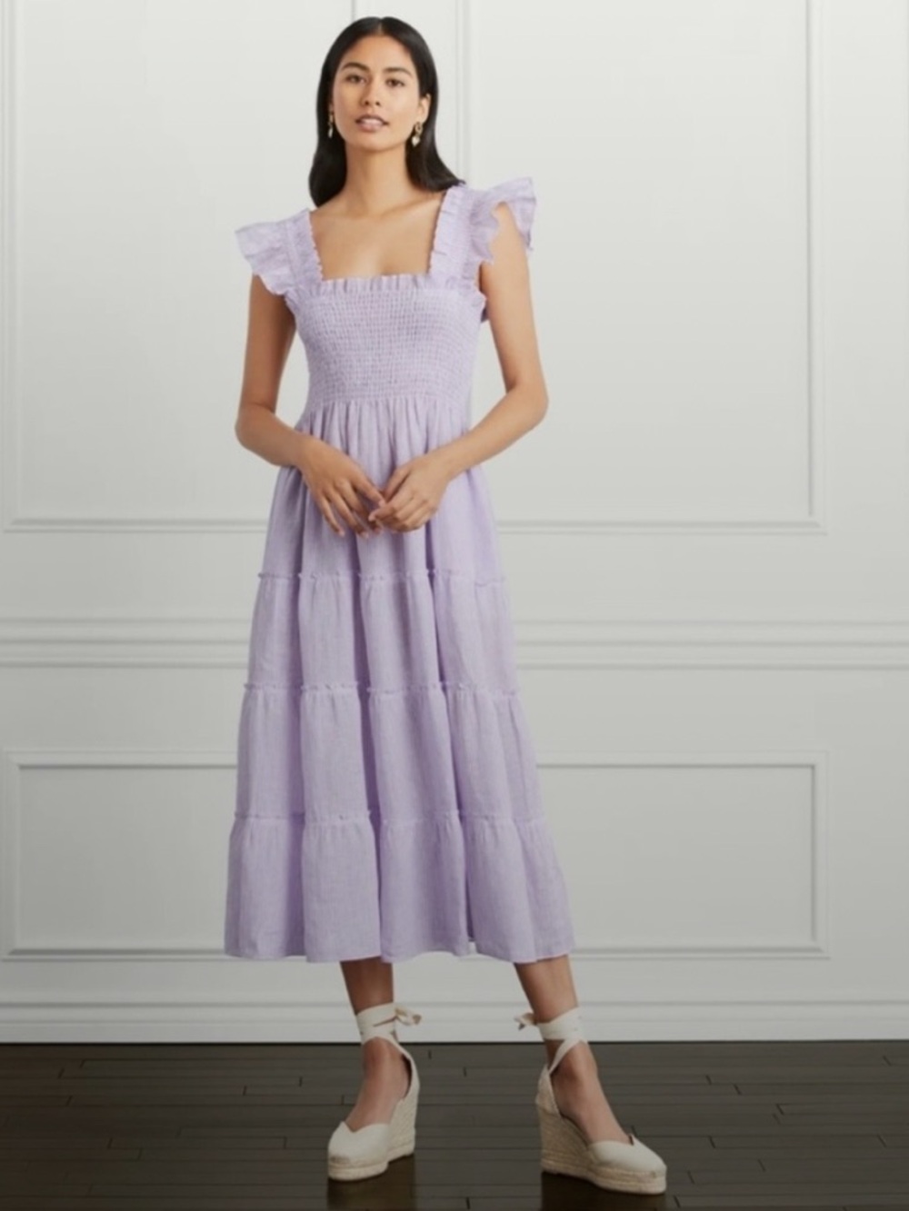 NEW Hill House Lilac Smocked Tiered Midi Dress